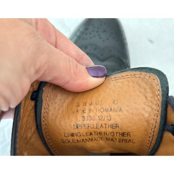 Kurt Geiger Jeremiah Brogue Boots Grunge Men's Size 41 Leather Black Wingtip - Picture 7 of 9